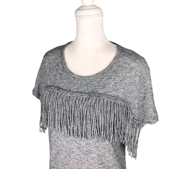 Zadig & Voltaire Satcha Fringes Western gray short-sleeve top t-shirt wool small - Picture 16 of 16